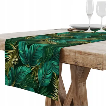 ubrus BĚHOUN NA STŮL MATNÝ HLADKÝ 40X140 CM DEKORATIVNÍ LISTY VZOR 354