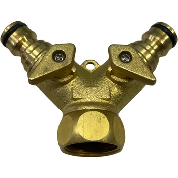 Rozdvojka mosazná s ventily, se závitem 3/4" na rychlospojky