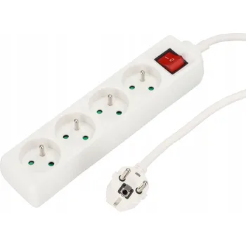Napájecí kabel Prodlužovací Kabel Zásuvková lišta EDO , 4 zásuvky, 3 m, bílý, s uzemňovacím vypínačem