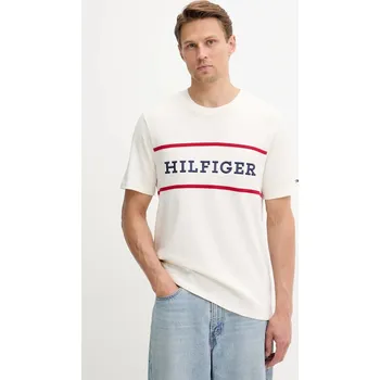 Bavlněné tričko Tommy Hilfiger MW0MW39845 béžová 01X, vel. L