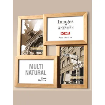 Digitální fotorámeček Dřevěný Rám Galerie 4x 10x15 MULTI NATURAL 41 přírodní