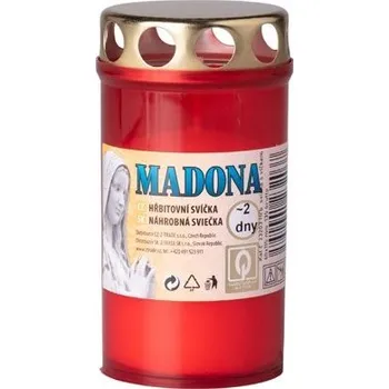 Svíčka Madona Hřbitovní svíčka s víčkem lisovaná červená, hoří až 2 dny, 135 g
