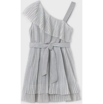 Dívčí šaty Šaty s volánem na ramínku plisované stříbrné JUNIOR Mayoral velikost: 157 (14 let)
