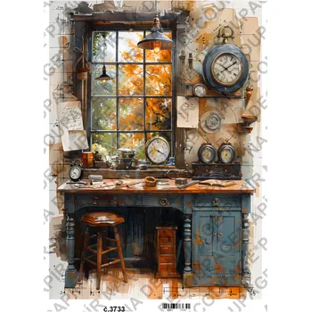 Výtvarný papír Rýžový a soft papír na decoupage - Krajina vintage - KB03733 Materiál: Rýžový papír, Rozměr: A4