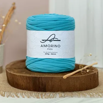 Příze Amorino Fios Textilní špagáty Amorino Fio - Premium 36mm Azul Turquesa