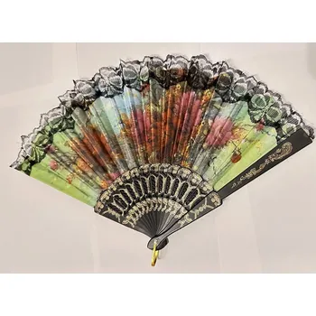 Luxusní vějíř s látkou Růže