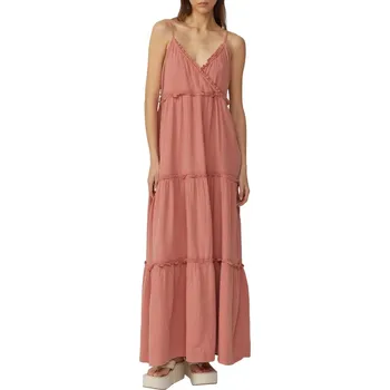 Dámské šaty QS by S.Oliver šaty v délce maxi z mušelínu 2160536 2080 Cihlová 38