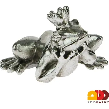 Žába s korunkou ve stříbrné barvě 8 cm (Soška žáby )