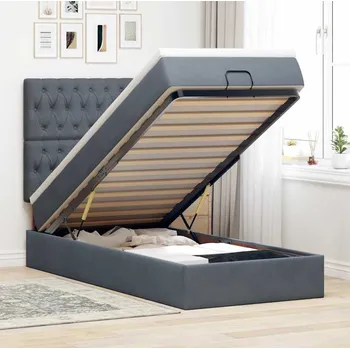 Postel vidaXL Osmanský rám postele s matracemi 80x200cm samet [3314354] Barva: Tmavě šedá