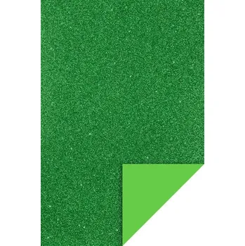 Moosgummi - Pěnová guma s glitry 20x30 cm, 2 mm - zelená tmavá