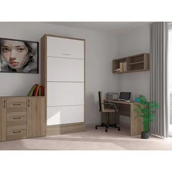 Postel Nabytekmorava Sklápěcí postel VS 21054, 200 x 90cm barva lamina: Dub sonoma tmavý/bílé dveře