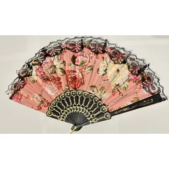 Luxusní vějíř s látkou Růže v růžové