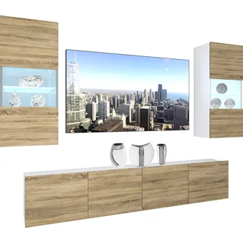 Obývací stěna Obývací stěna Belini Premium Full Version dub sonoma + LED osvětlení Nexum 112 NEX 7/0/W/DS/0/0/PP