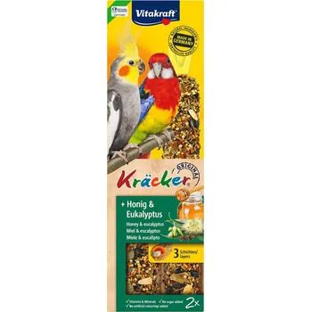 Krmivo pro ptáka Vitakraft krekry med/eukalyptus pro velké papoušky 2 kusy