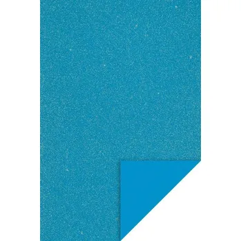 Moosgummi - Pěnová guma s glitry 20x30 cm, 2 mm - tyrkysová