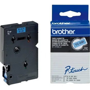 Počítačové příslušenství BROTHER laminovaná páska TC-591 / modrá-černá / 9mm