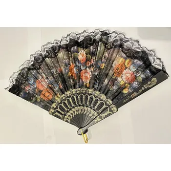 Luxusní vějíř s látkou Kytice