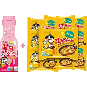 Samyang Buldak ramen Buldak Ramen set omáčka Carbonara 200g + 10 balení Cheese Chicken Spicy 140g Samyang