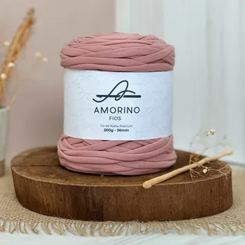 Příze Amorino Fios Textilní špagáty Amorino Fio - Premium 36mm Rosa Chá