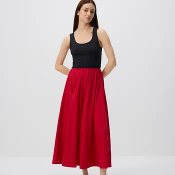 Dámská sukně Reserved - Bavlněná midi sukně - červená - 367FB-33X - 367FB-33X-XXL