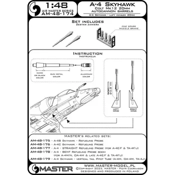 Plastikový model Master 1/48 A-4 Skyhawk Colt Mk12 20mm autocannon barrels
