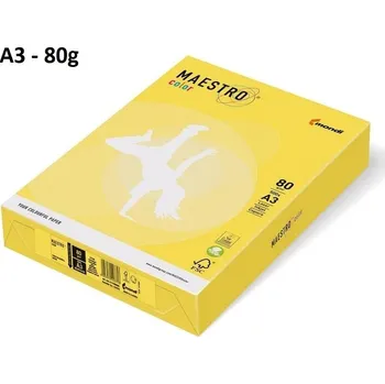 Papír Maestro Color A3, 80 g - papír barevný, Intensiv žlutý, 500 listů