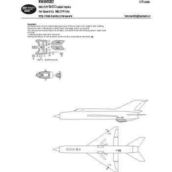 Plastikový model New Ware 1/72 Mask MiG-21 PF BASIC (EDUARD)