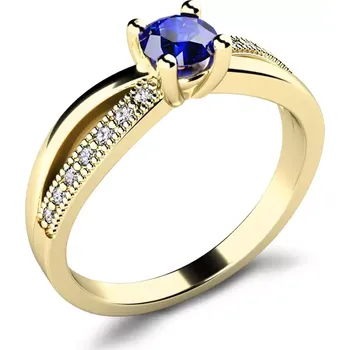 Oblečení a móda Dámský prsten žluté zlato 585/1000 přírodní diamant G/SI s modrý safír 10998-ZL-SAF velikost 53