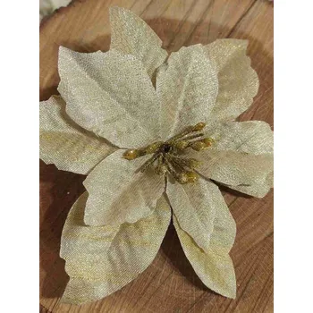 Vánoční dekorace Vánoční hvězda Ø14 cm s lurexem barva zlatá