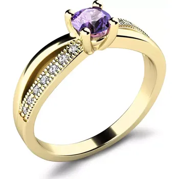 Prsten Dámský prsten žluté zlato 585/1000 přírodní diamant G/SI s tanzanitem tanzanit 10998-ZL-TAN velikost 47