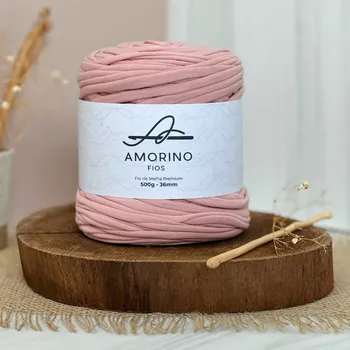 Příze Amorino Fios Textilní špagáty Amorino Fio - Premium 36mm Rose Quartz