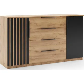 Komoda Komoda Sorento III v provedení kraft zlatý / černá, 160 cm