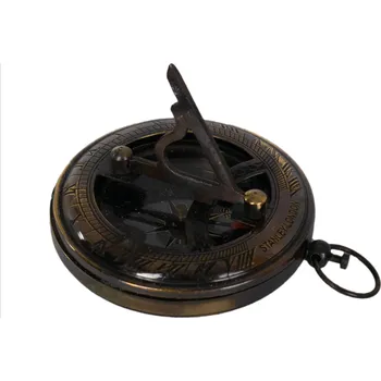 Mosazný retro kompas se slunečními hodinami Stanley London Sundial, Sittar ⌀ 6,5 cm
