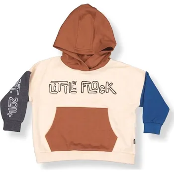 Chlapecká mikina Little Flock of Horrors Dětská merino mikina s kapucí ze 100% merino vlny Wheat Marle Block LFOH Velikost: 122/134