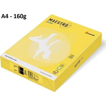 Papír pro tiskárny Maestro Color A4, 160 g - papír barevný, Intensiv žlutý, 250 listů