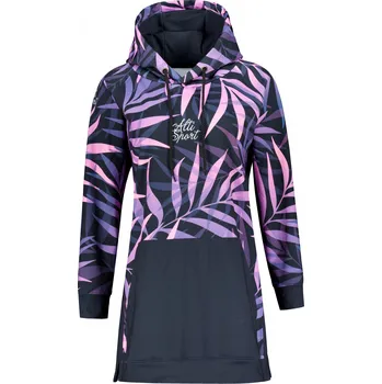 Dámská mikina Dámská funkční prodloužená mikina premium ALTISPORT VOJ/ALW094MI03 ČERNÁ/FIALOVÁ XXXL