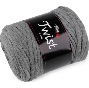 Příze Bavlněná pletací příze Twist macrame 500 g rozčesávací Varianta: 10 (8235) šedá neutrální, Balení: 1 ks