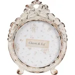 Bílý fotorámeček kulatý s nožičkami Sauville – na fotografii o velikosti 6 cm