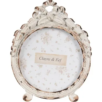 Rám na obraz Bílý fotorámeček kulatý s nožičkami Sauville – na fotografii o velikosti 6 cm