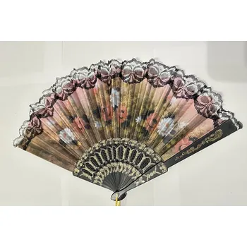 Luxusní vějíř s látkou Květiny