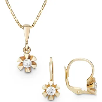 Souprava šperků Souprava náušnic a přívěšku ze žlutého zlata se zirkony 451.90+451.90