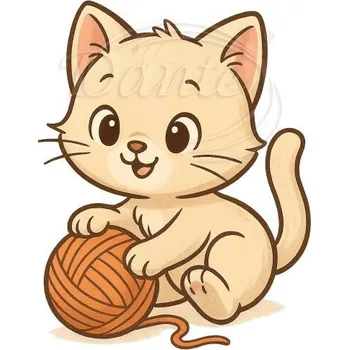 Textilní nažehlovací páska Dante Nažehlovačka Koťátko s klubíčkem béžové - 11 x 14 cm