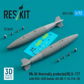 Plastikový model Reskit 1/72 Mk.84 therm.prot./BLU-117 w/ BSU-36/B bombs