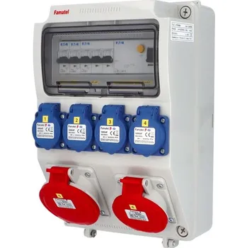 Rozvaděč Zásuvková skříň FAMATEL v1116-6kA IP44 jištěná s chráničem 40/4/003