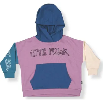Chlapecká mikina Little Flock of Horrors Dětská merino mikina s kapucí ze 100% merino vlny Mauve Block LFOH Velikost: 80/86