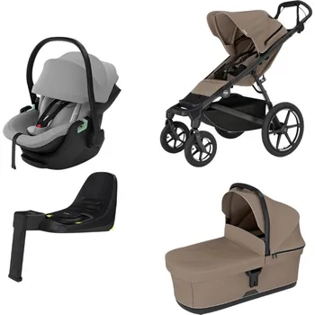 Kočárek THULE Urban Glide 4-wheel Tinted Taupe + korba Tinted Taupe + autosedačka Thule Maple Light Grey + báze Alfi
