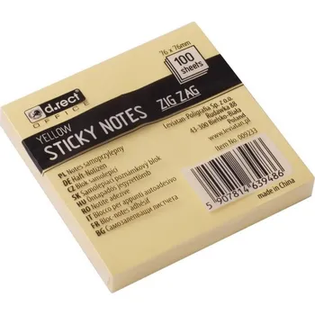 Blok d.rect - Z-bloček samolepicí 75 x 75 mm, žlutý, 100 lístků