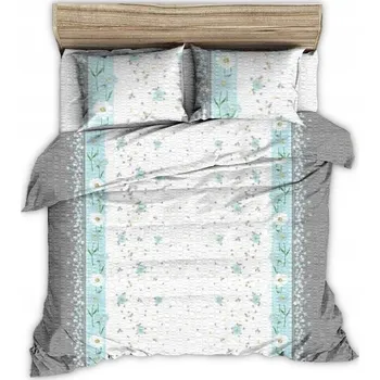 Povlečení Krepové povlečení 200x220 bílé šedé modré květiny