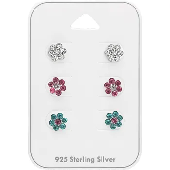 Náušnice Atreya Sada stříbrných náušnic Flower