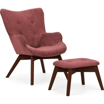 Křeslo Červené manšestrové křeslo s podnožkou Niko – Ropez ID_1783876